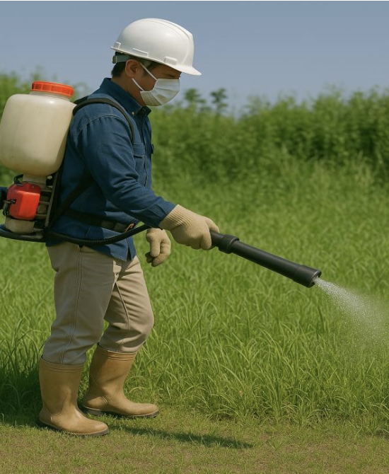粒剤散布作業の様子