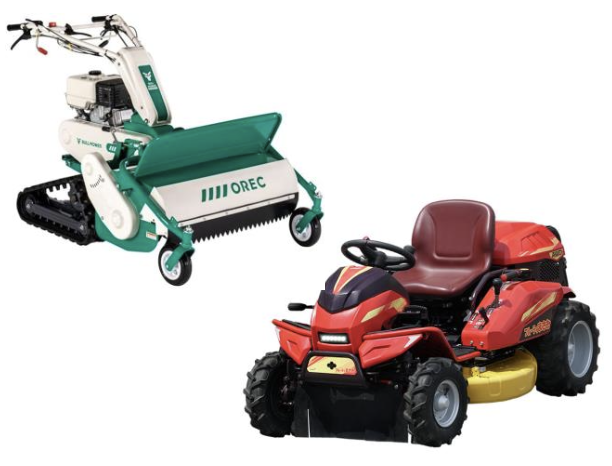 ハンマーナイフモアと高機動性乗用草刈機